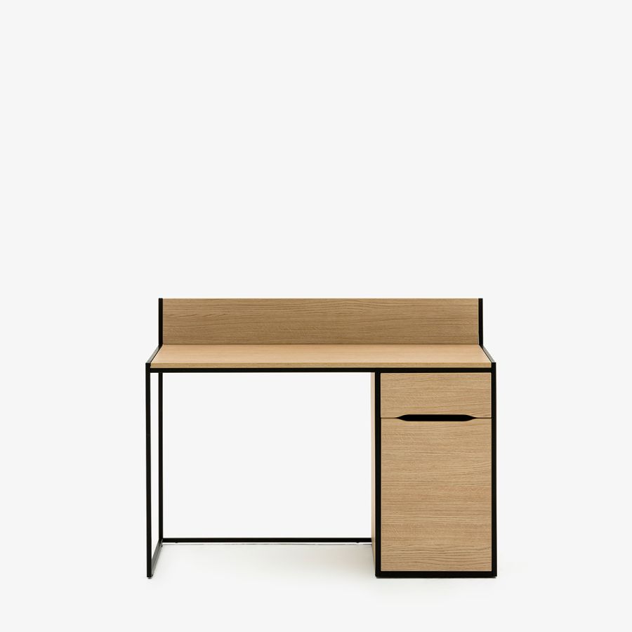 Crate Home Office Desk with Storage, Black and Oak