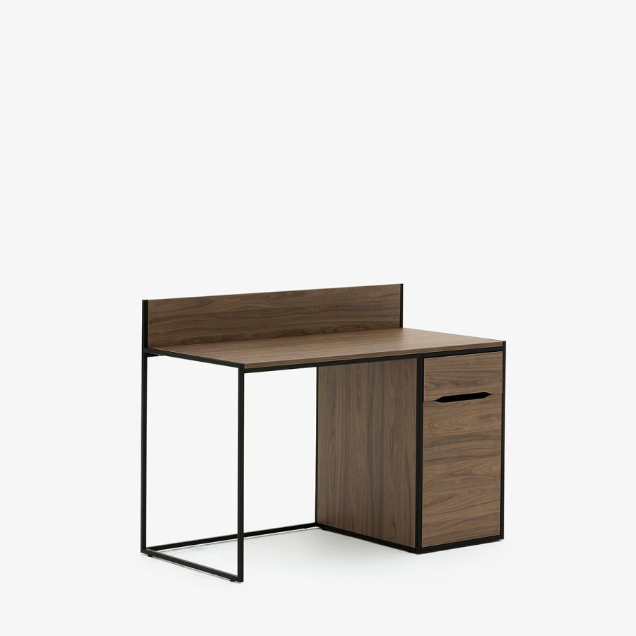 Crate Home Office Desk with Storage, Black and Walnut